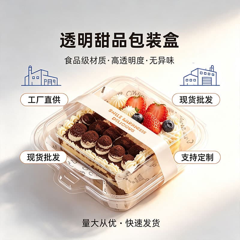 Takeout Box Dessert Square Cake Transparent Packaging Box Mousse Sandwich Disposable Packaging Box Baking