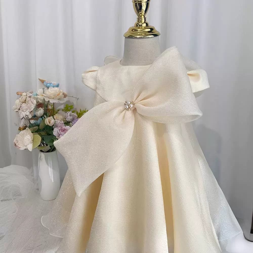 Korean-style High-end First Birthday Dress for Baby Girl, Tutu Princess Gown for Cake Smash, Flower Girl Party Dress, Simple