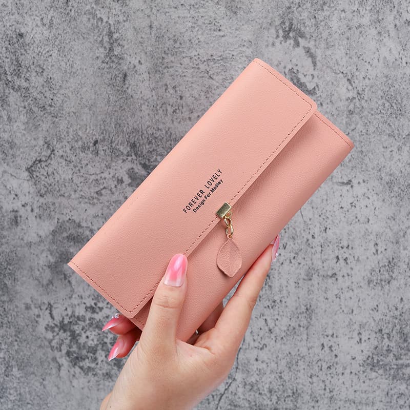 Factory direct sales 2021 popular leaf wallet multi-functional three-fold ID bag large capacity clutch bag women's fashion