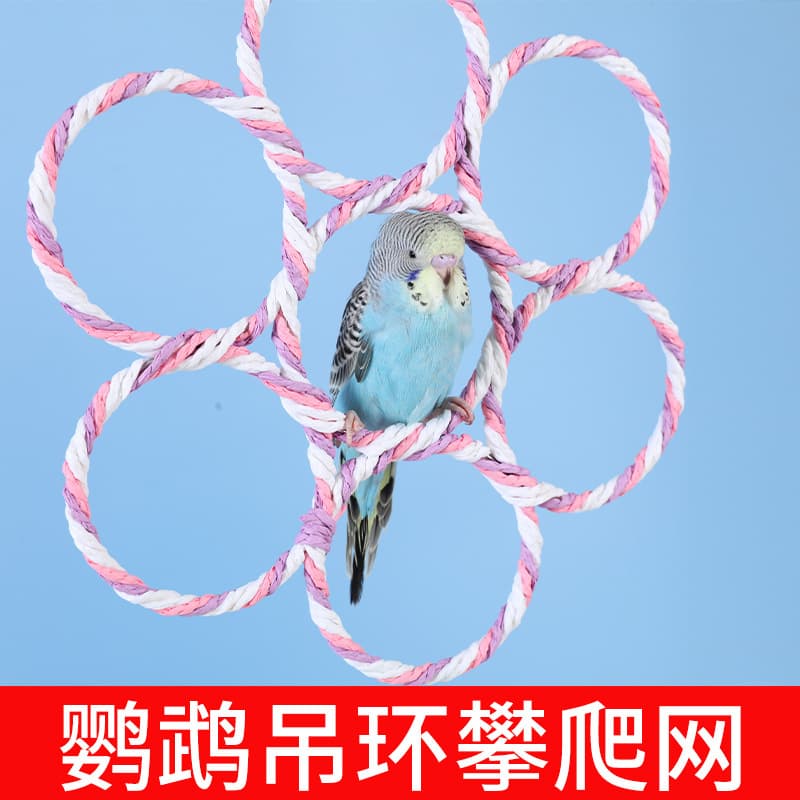 Parrot Toy Climbing Net Bird Hammock for Budgie Cockatiel Lovebird Monk Parrot Chewing Rattan Swing Training Stress Relief