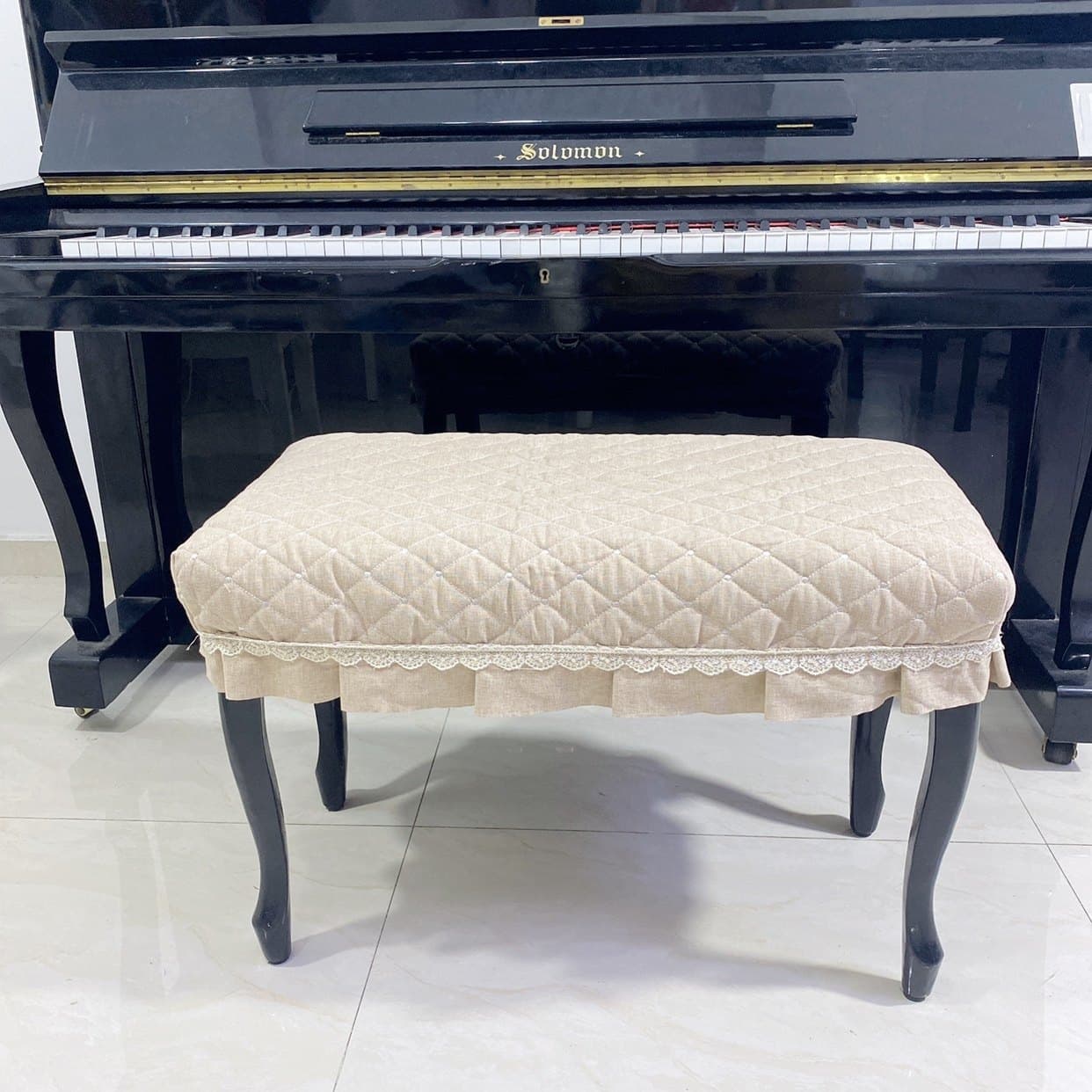Padded and thickened piano stool cover plus cotton piano stool cover double stool cover fabric dressing stool cover single lift stool F^