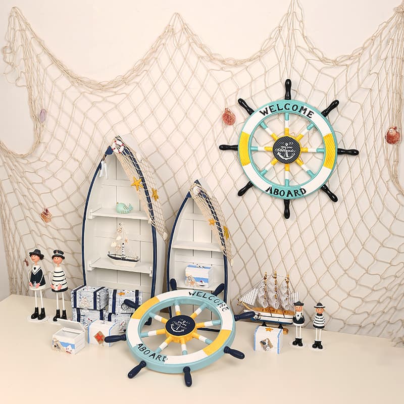 Mediterranean cotton fishing net wall hanging, kindergarten DIY photo wall, photography atmosphere prop, aquarium decoration.