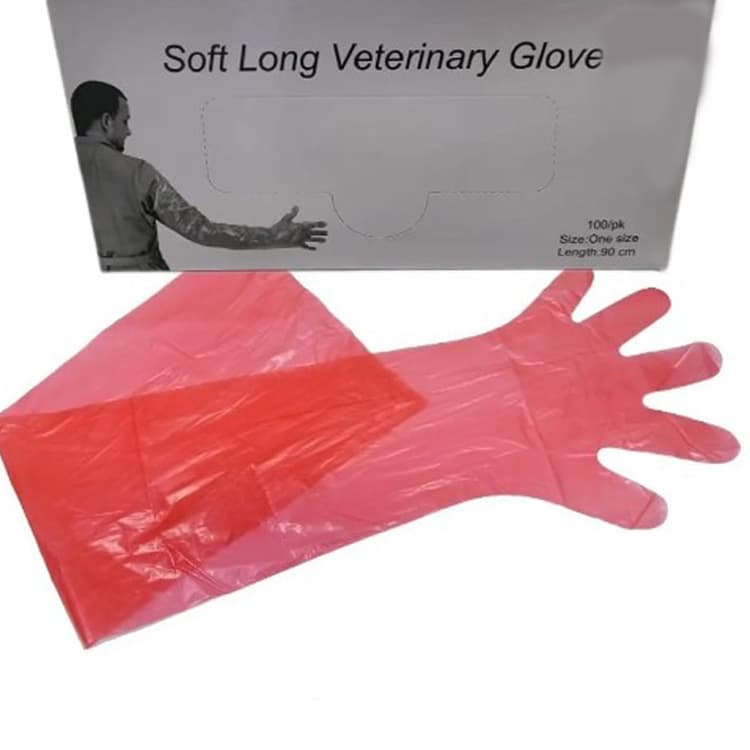 Full English export packaging 50 pcs 100 pcs veterinary long arm gloves Veterinary disposable plastic gloves E