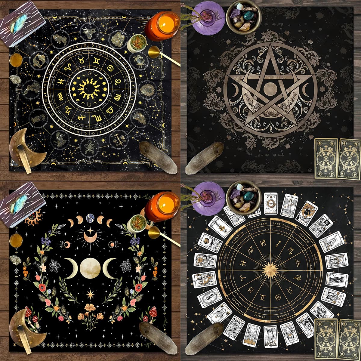 Tarot Tablecloth Tarot Starry Sky Moon Phase Decorative Tablecloth Board Game Card Game Shuffleboard Game Decoration Tarot Tablecloth