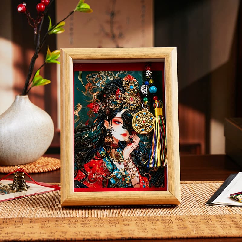 Tibetan hand-painted gold thangka painting core special canvas Zakilam past and present life photo frame painting entrance table