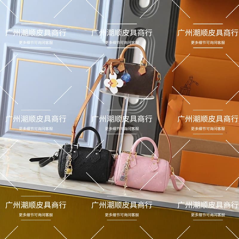 New Christmas Nano Speedy Pillow Bag Monogram Mini Boston Crossbody Genuine Leather Women's Shoulder Bag