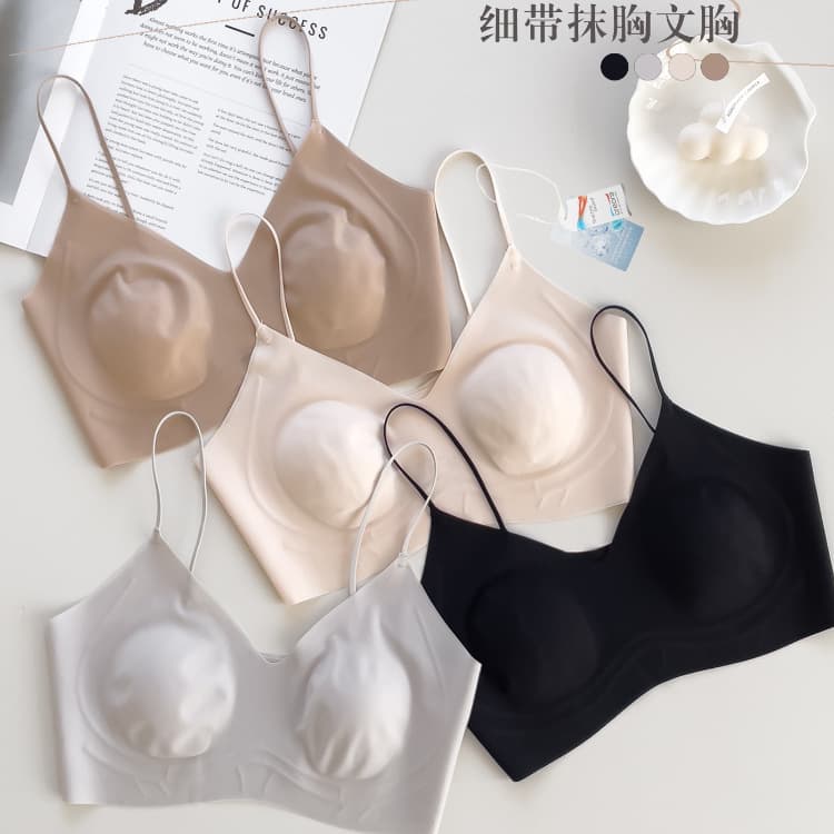 Classic V-neck foundation liquid thin strap bunny ear cup underwear for women, lightweight breathable comfortable soft support seamless underwear.