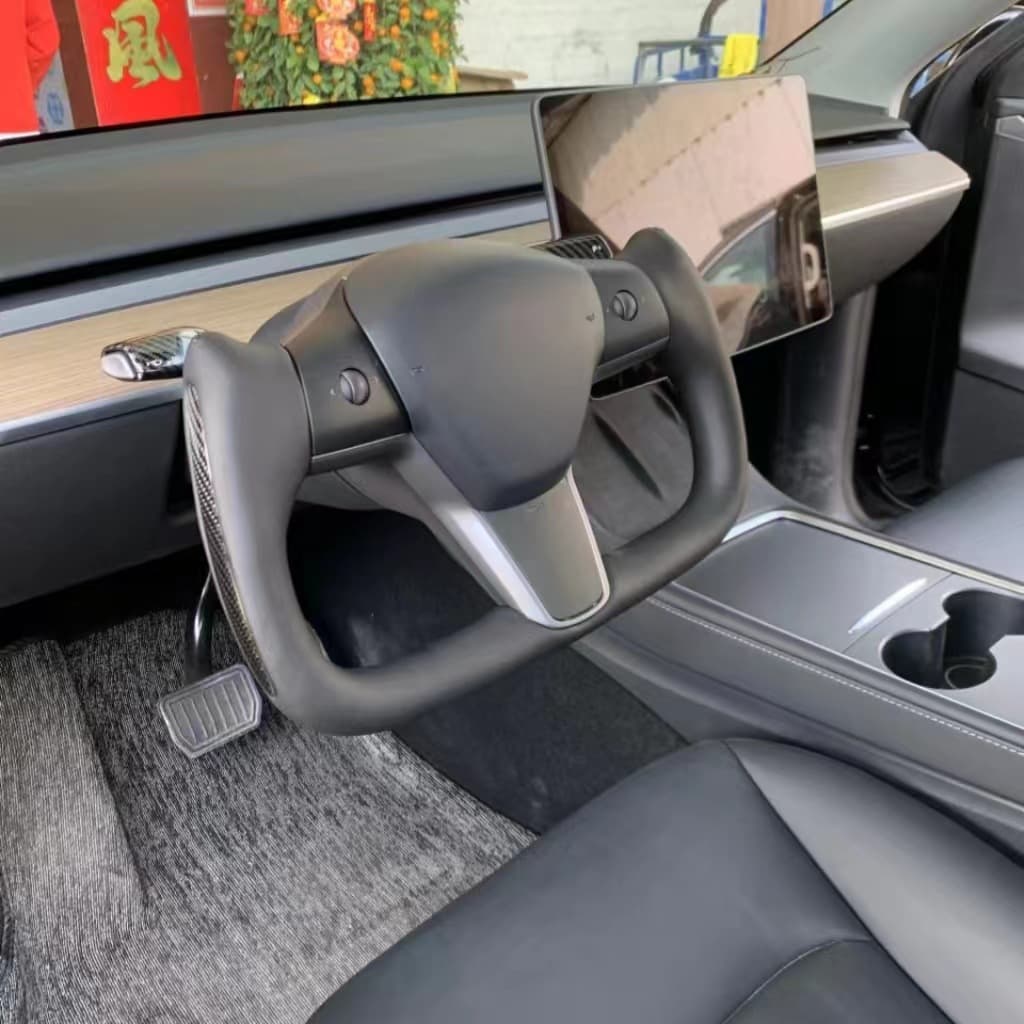 Custom YOKE Steering Wheel for Tesla Model 3/Y Upgrade Interior Personalized Heated Aircraft Steering Wheel