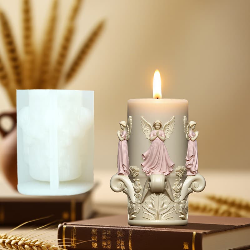 Blooming Flower Column Aromatherapy Candle Angel Ambiance Creative Home Decor Silicone Mold Art Candle