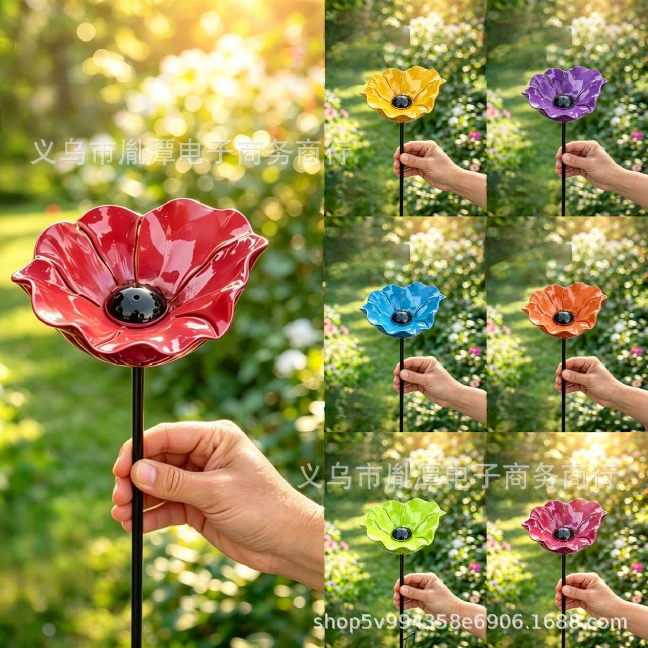 Cross-border new product large bee bird feeder flower water feeder metal craft outdoor garden decoration ornaments