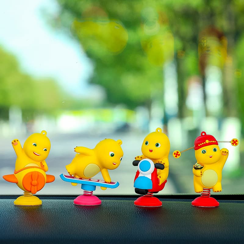 Cartoon Milk Dragon Car Dashboard Decoration Creative Stress Relief Wobbly Toy Solar Sunflower Car Decor