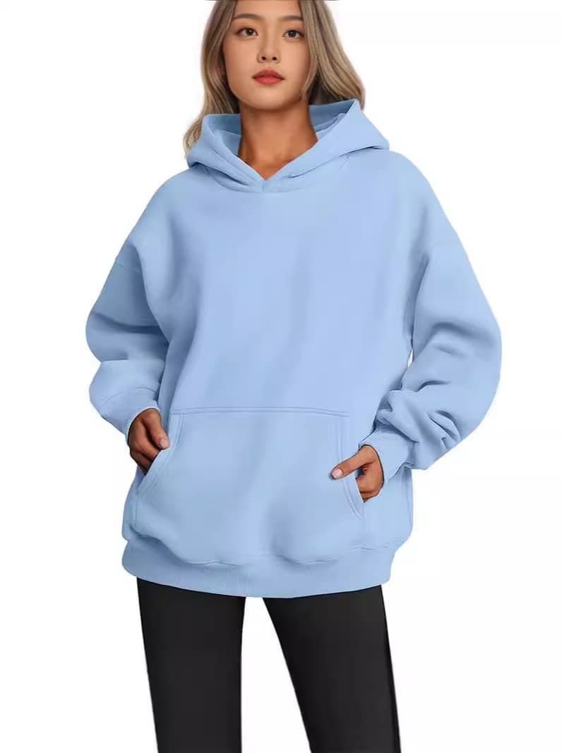 Amazon US/EU Cross-Border 2024 Women's Hoodie Casual Pocket Top Loose Pullover Relaxed Fit