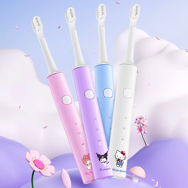 New Sanrio electric toothbrush for adults, USB rechargeable, smart, waterproof, soft bristles, automatic, suitable for children.