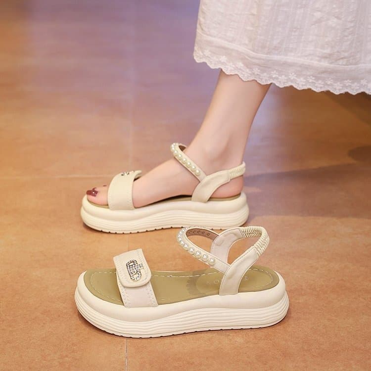 Women's Sandals 2026 Summer New Rhinestone Flat Casual Vacation Sports Beach Sandals for Female Students