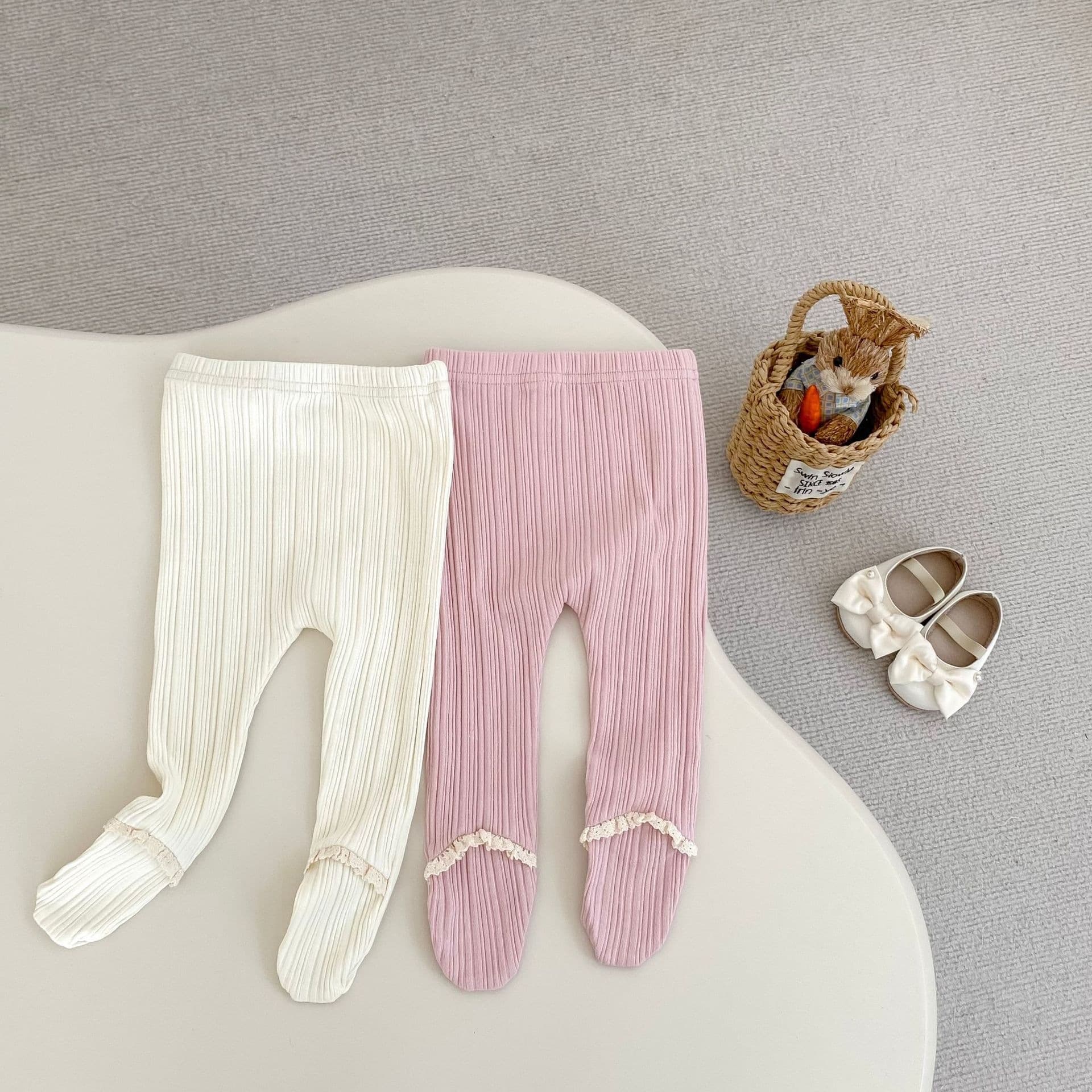 Infant pantyhose autumn girls solid color lace pantyhose baby ribbed leggings infant and toddler a category