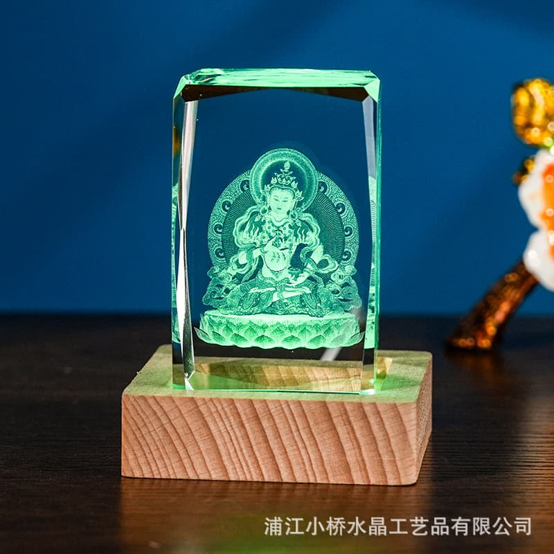 3D Crystal Carving Craft Vajrasattva Buddha Statue Home Decoration Ornament Gift