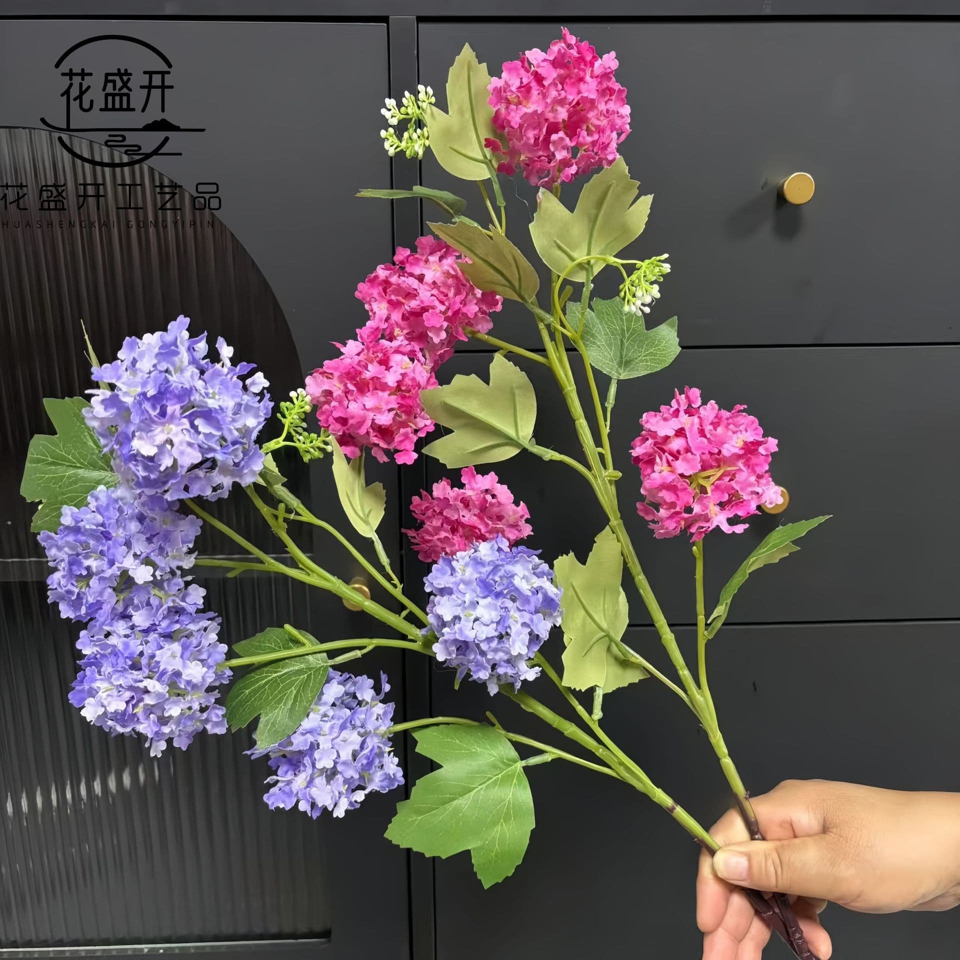 Artificial Flower 5-Head Small Snowball Hydrangea Home Decoration Flower Wedding Hotel Scene Artificial Flower Home Ornament