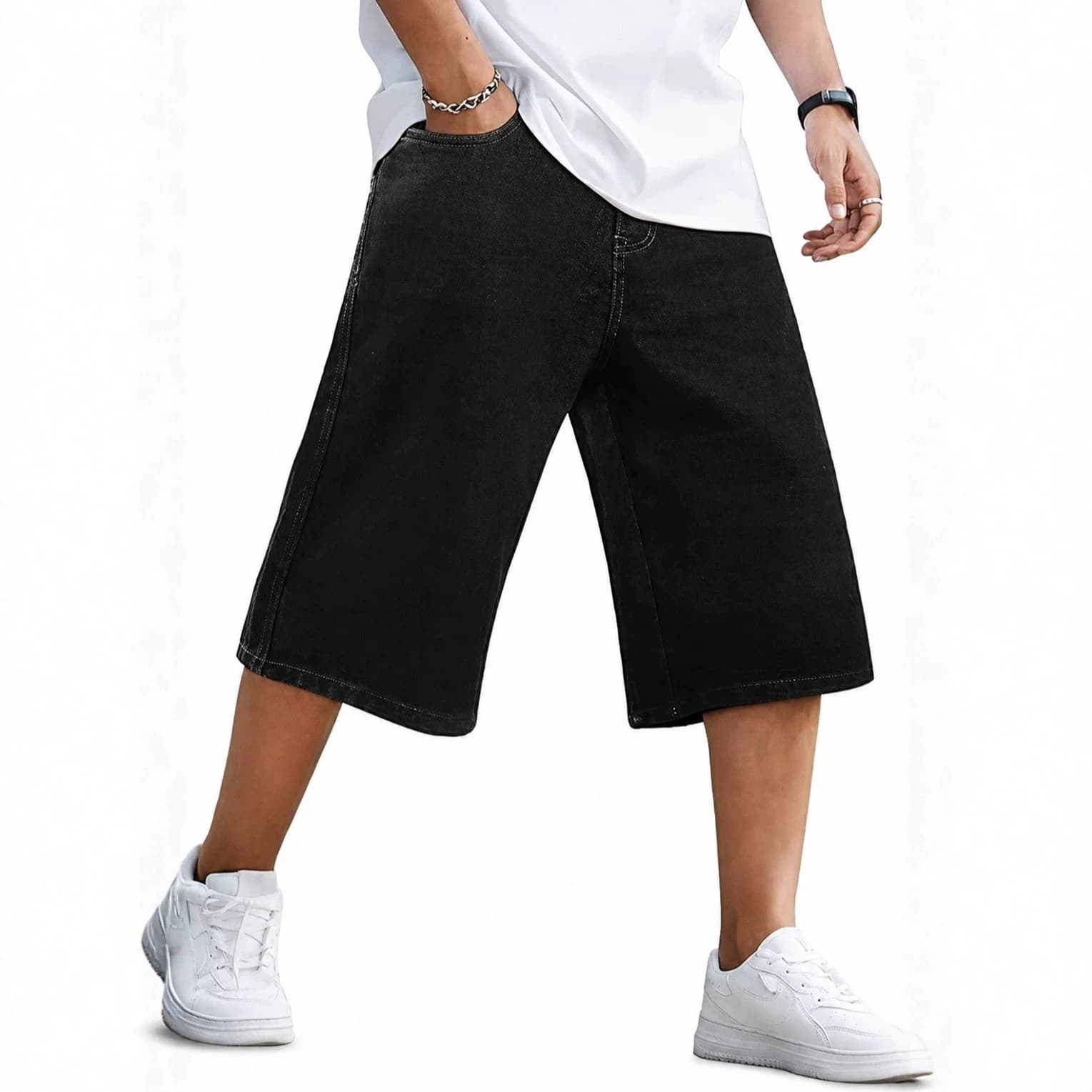 Cross-border European and American foreign trade factory direct sales, one-piece dropshipping, slim fit, fashionable distressed Y2Y jeans, men's shorts