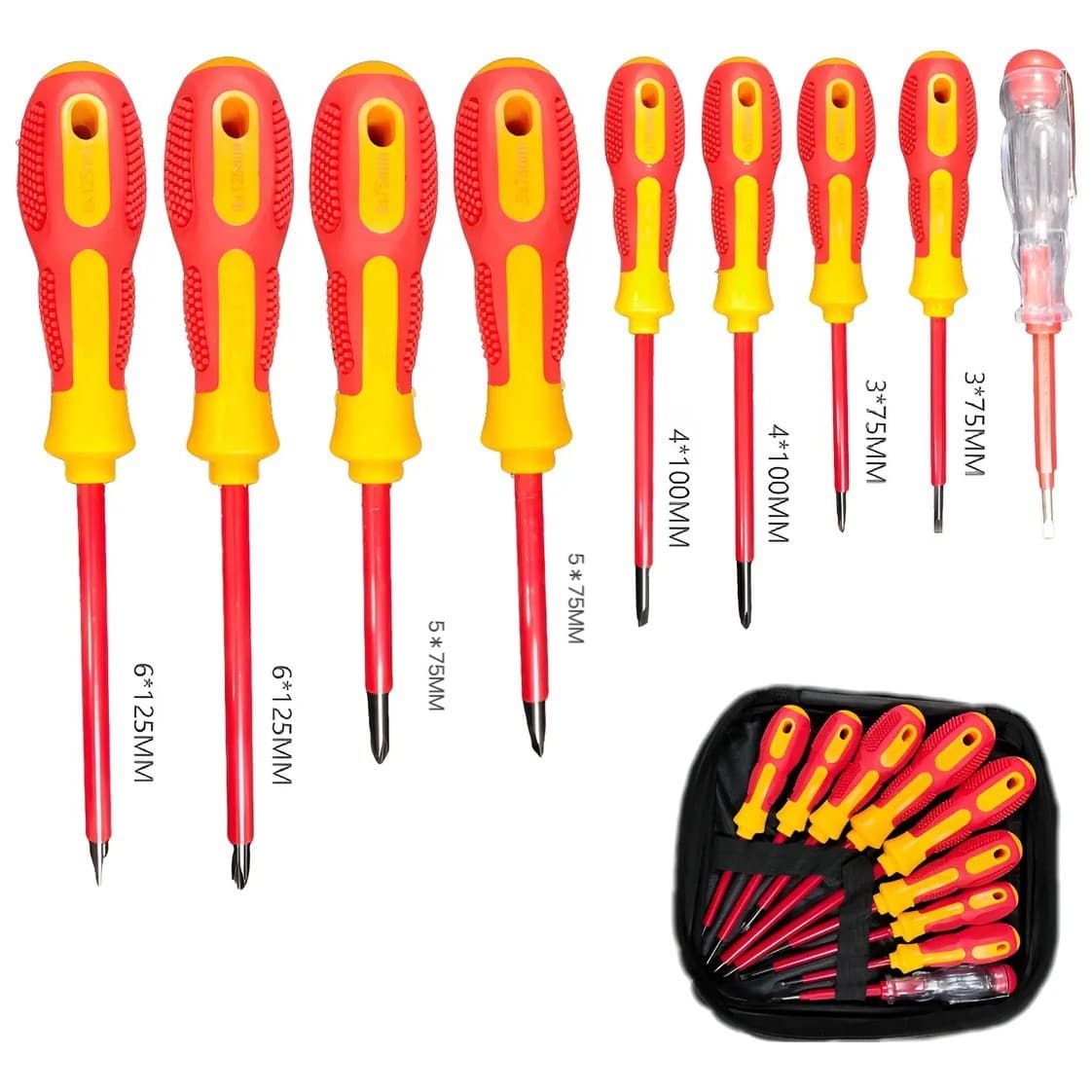 9-Piece Electrician Insulated Screwdriver Set, Household Phillips and Flathead Magnetic Drivers, High Voltage Resistant Screwdrivers