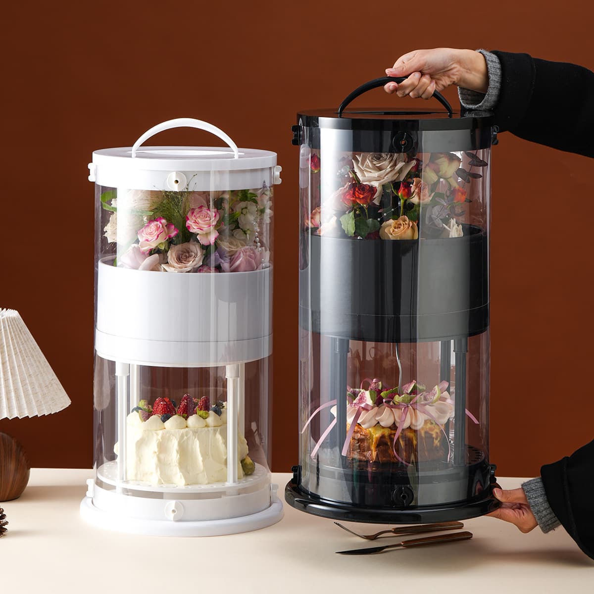 2026 New Premium Handheld Round Flower Gift Box DIY Cake Empty Box Floral Arrangement Packaging Box