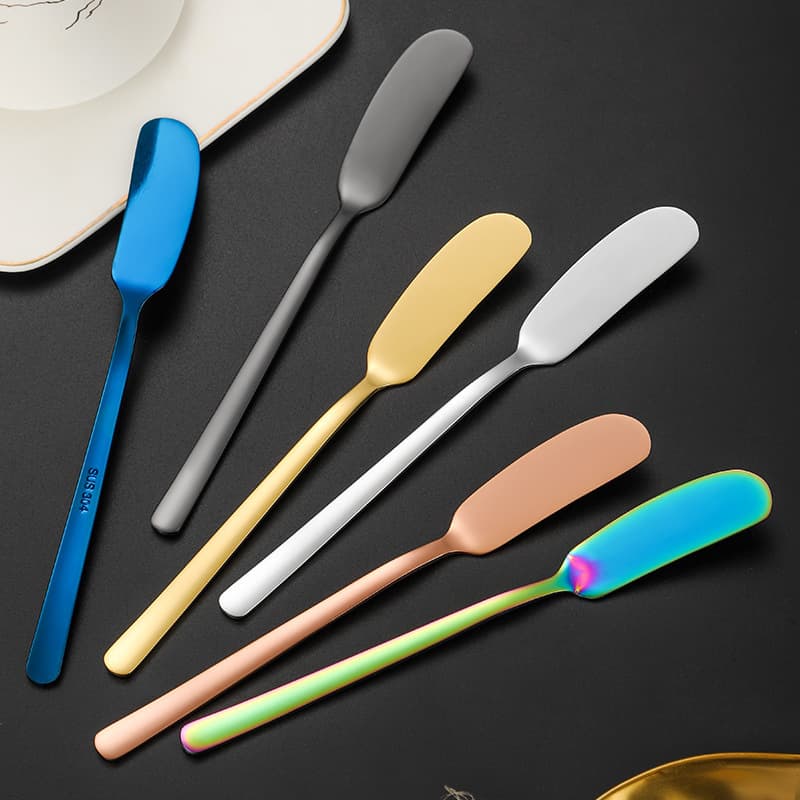 304 Stainless Steel Butter Knife Thickened Butter Spreader Long Handle Korean Style Jam Knife Gold Cream Cheese Piping Knife