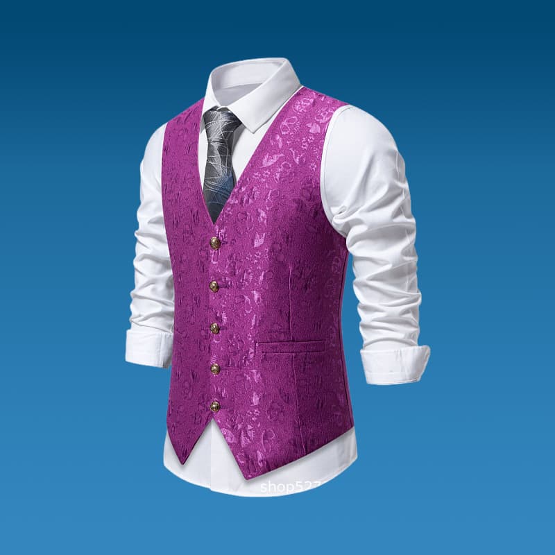 Foreign trade European size men's suit vest men's cross-border new Halloween jacquard vest men's dress stage performance clothing