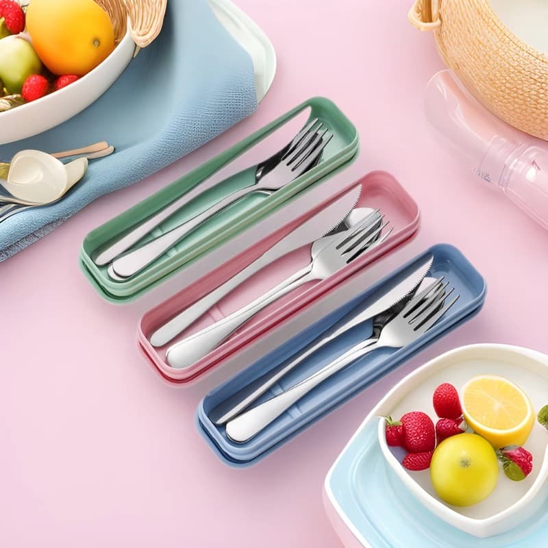 Cross-border Source Portable Stainless Steel Knife Fork Spoon Chopstick Set Outdoor Travel Corporate Simple Cutlery Gift Box