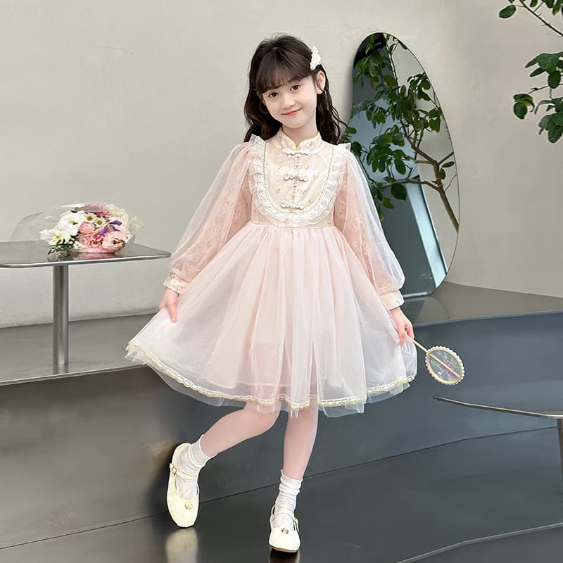 Girls' Dress Spring Autumn 2025 New Trendy Kids Princess Gown Fairy Puffy Tulle Skirt