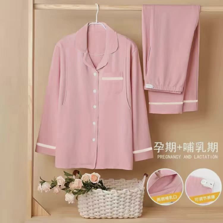 Shantou Postpartum Pure Cotton Maternity Pajamas Women's Long Sleeve Sleepwear Nursing Pregnancy Maternity Homewear