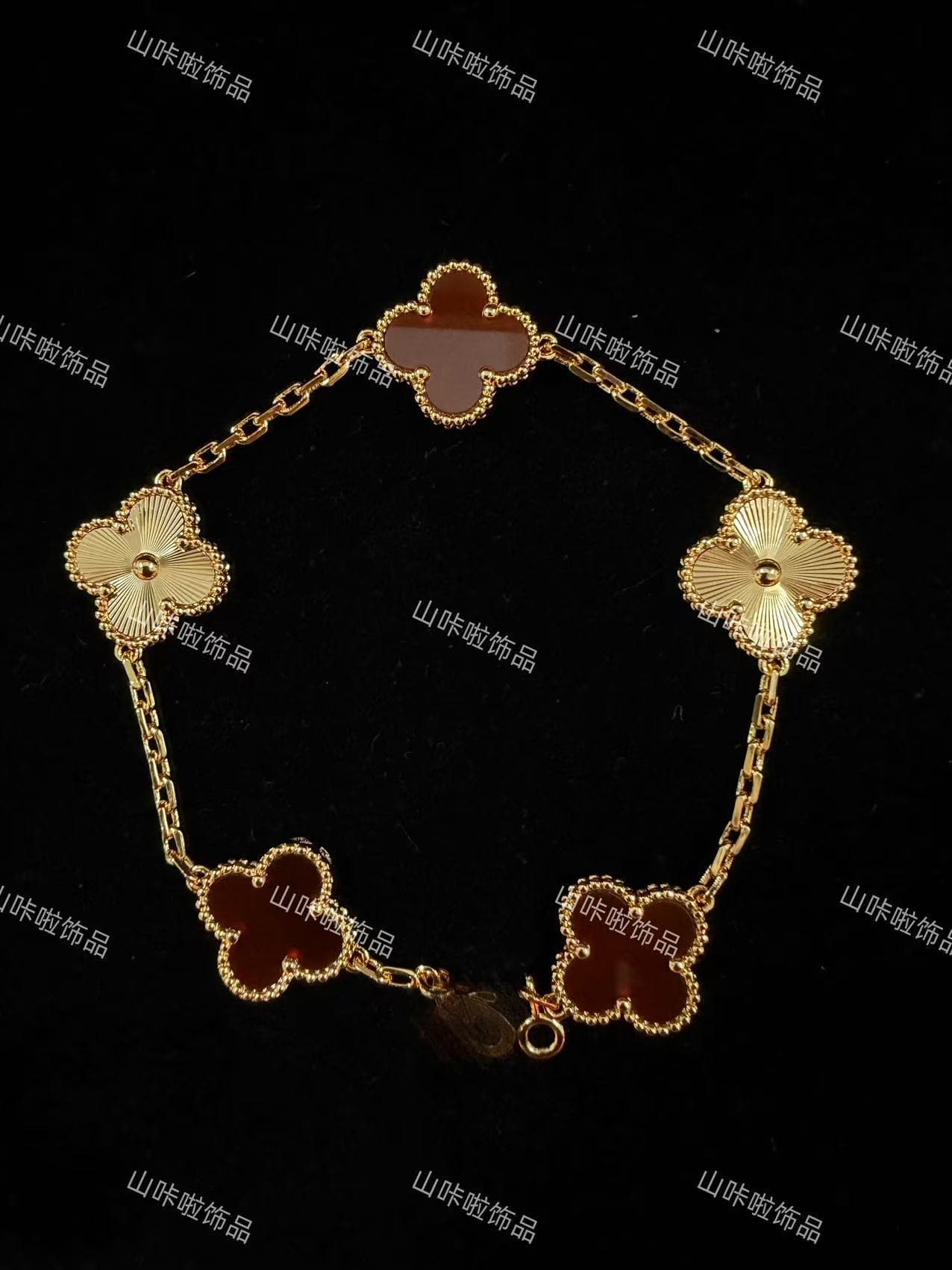 Fan Jia Four-Leaf Clover Packaging VC Gold Edition Four-Leaf Clover Necklace Bracelet Ring Bangle Ten-Flower Large Set Gift Box Wholesale