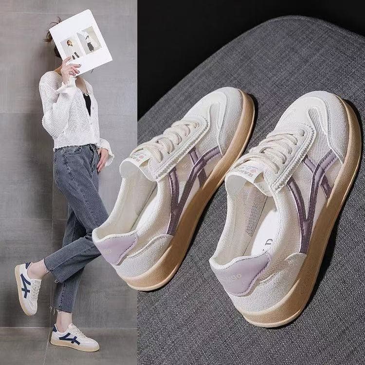Hot Selling Breathable Mesh Agassi Shoes White Women's 2024 Summer New Style Versatile Casual Sports Board Shoes