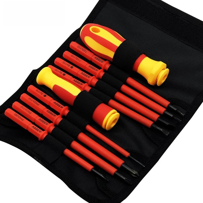 Cross-border Best-Selling Insulated Screwdriver Set with Torx, Phillips, and Flathead Bits in Pouch for Maintenance Electrician Screwdrivers