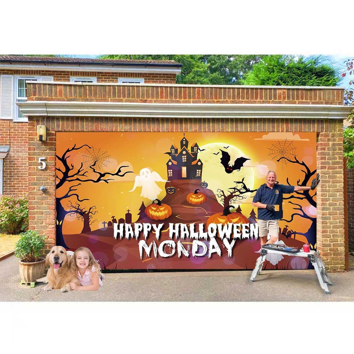 Halloween Garage Background Decoration Hanging Cloth Unique Party Matching Decoration Tapestry Cross-border Amazon Hot Item