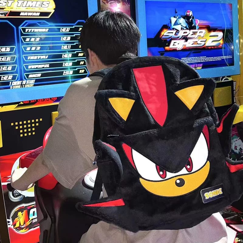 Sonic Shadow Black Plush Niche Leisure Student Backpack Couple Trendy Velvet City Simple Style Shoulder Bag for Casual Travel