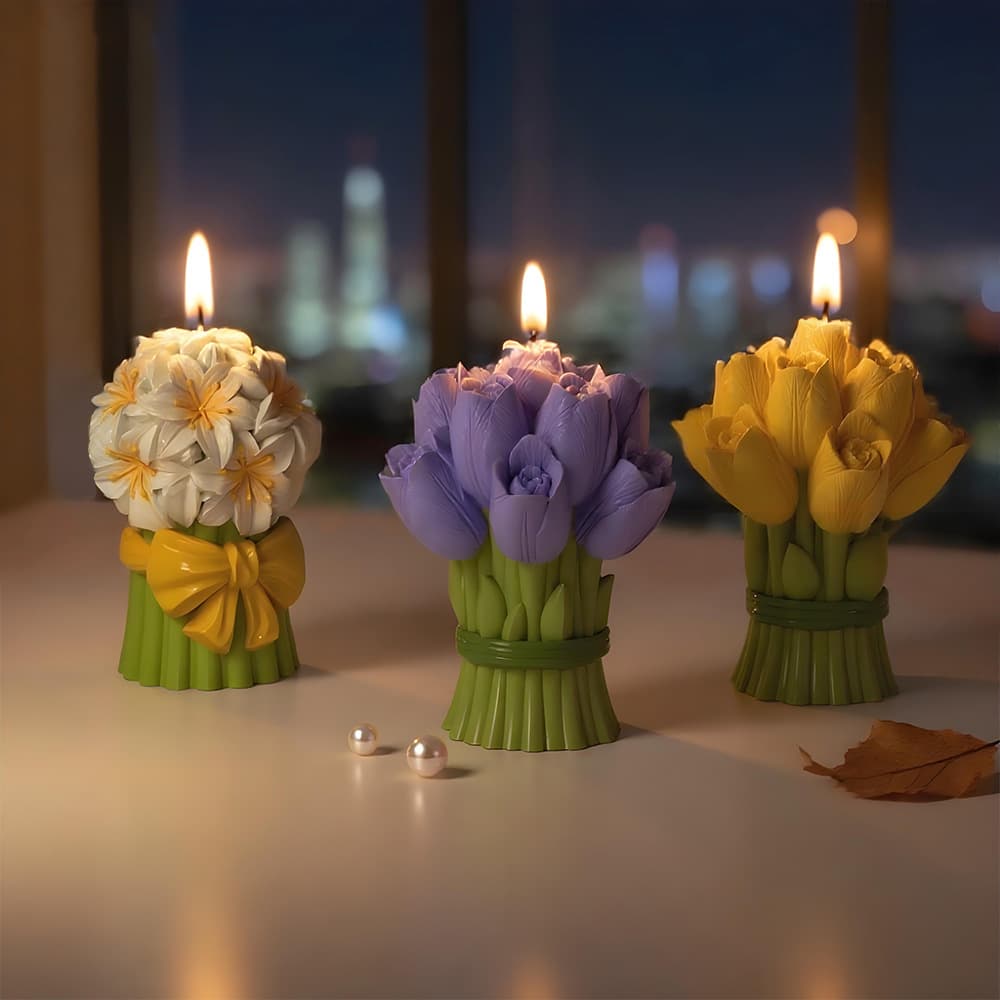Cross-border Tulip Bouquet Aromatherapy Candle Silicone Mold Flower Mold Handmade DIY Decoration Plaster Mold