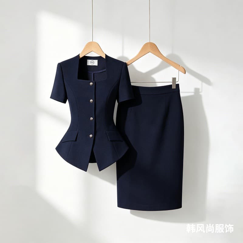 Summer thin business suit for women, short-sleeved, stylish, hotel front desk, sales department, gold store, beauty salon work
