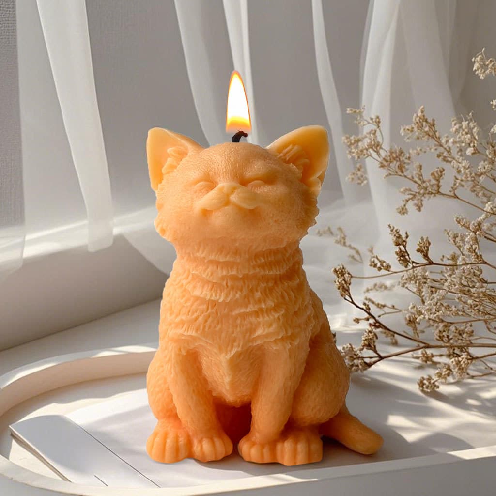 Jiahuimei Large Kitten Silicone Mold Three-dimensional Animal Sitting Cat Aromatherapy Candle Plaster Ornament Grinding Tool