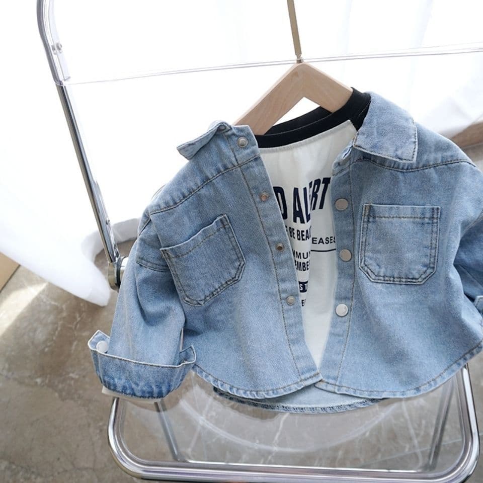 Children's Autumn Thin Denim Jacket, Toddler Shirt, Spring and Autumn Shirt for Boys and Girls, Soft Denim Autumn Clothing