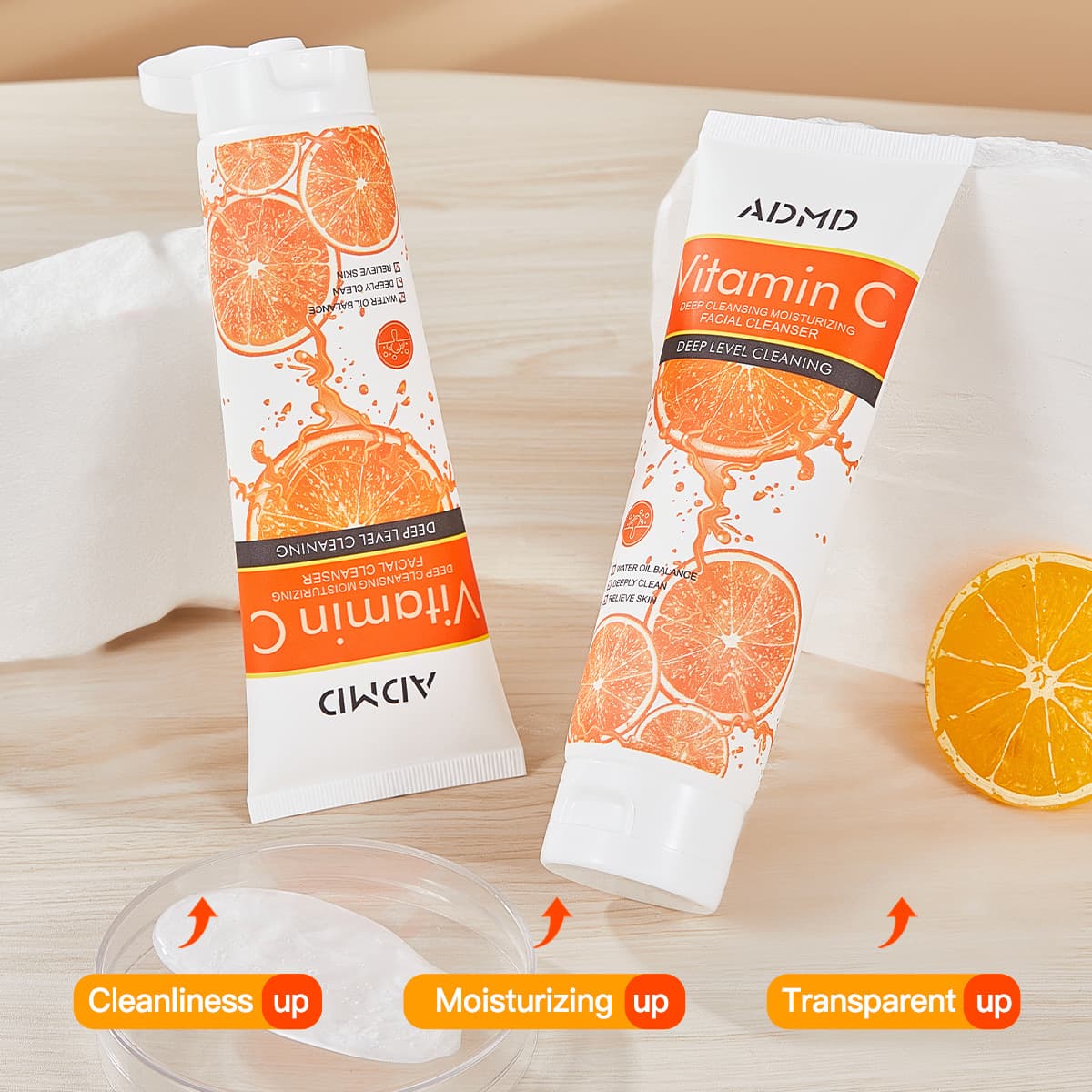Cross-border Exclusive Hot-Selling ADMD Vitamin C Facial Cleanser, Refreshing Oil Control and Softening Skin Cleansing Lotion
