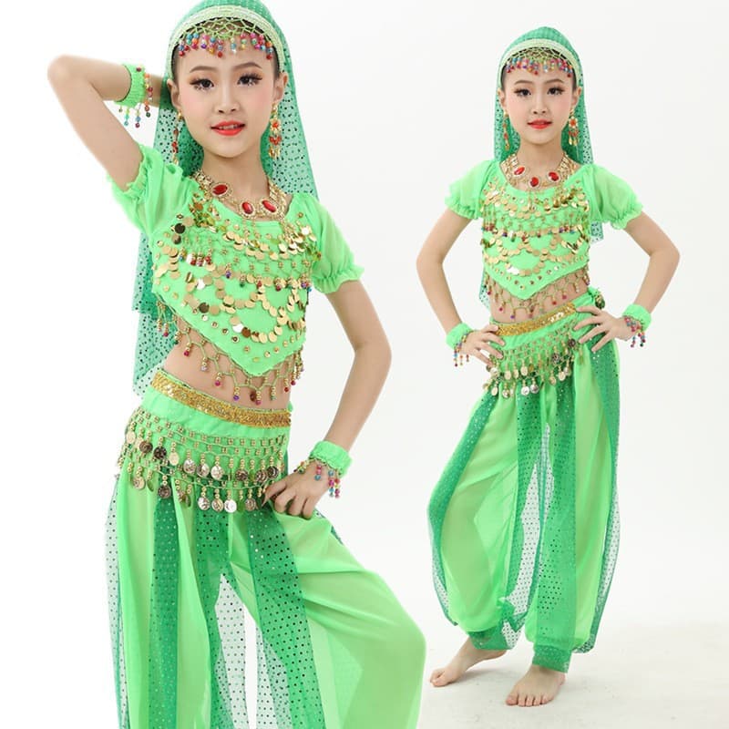 Children's Indian Dance Costume, Xinjiang Dance Performance Outfit for Girls, Belly Dance Clothing, Ethnic Dance Wear for Kids