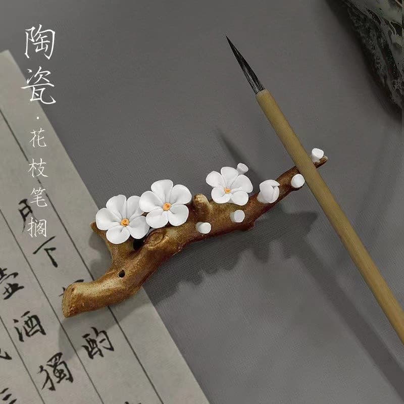 Ceramic Hand-pinched Flower Stick Incense Holder and Burner Ornament, Plum Blossom Incense Stand, Creative Rockery Pen Rest Incense Holder