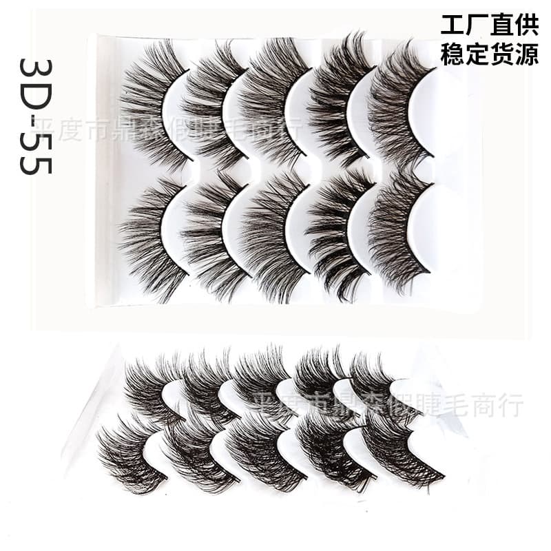 Dingsen 3D Stereo False Eyelashes Multiple Styles 5 Pairs Pack Synthetic Material White Old Packaging Series Three D