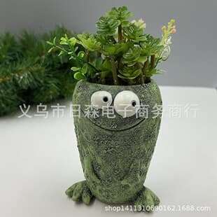 Stress Relief Frog Expression Resin Craft Creative Funny Frog Expression Succulent Home Garden Flower Pot Ornament