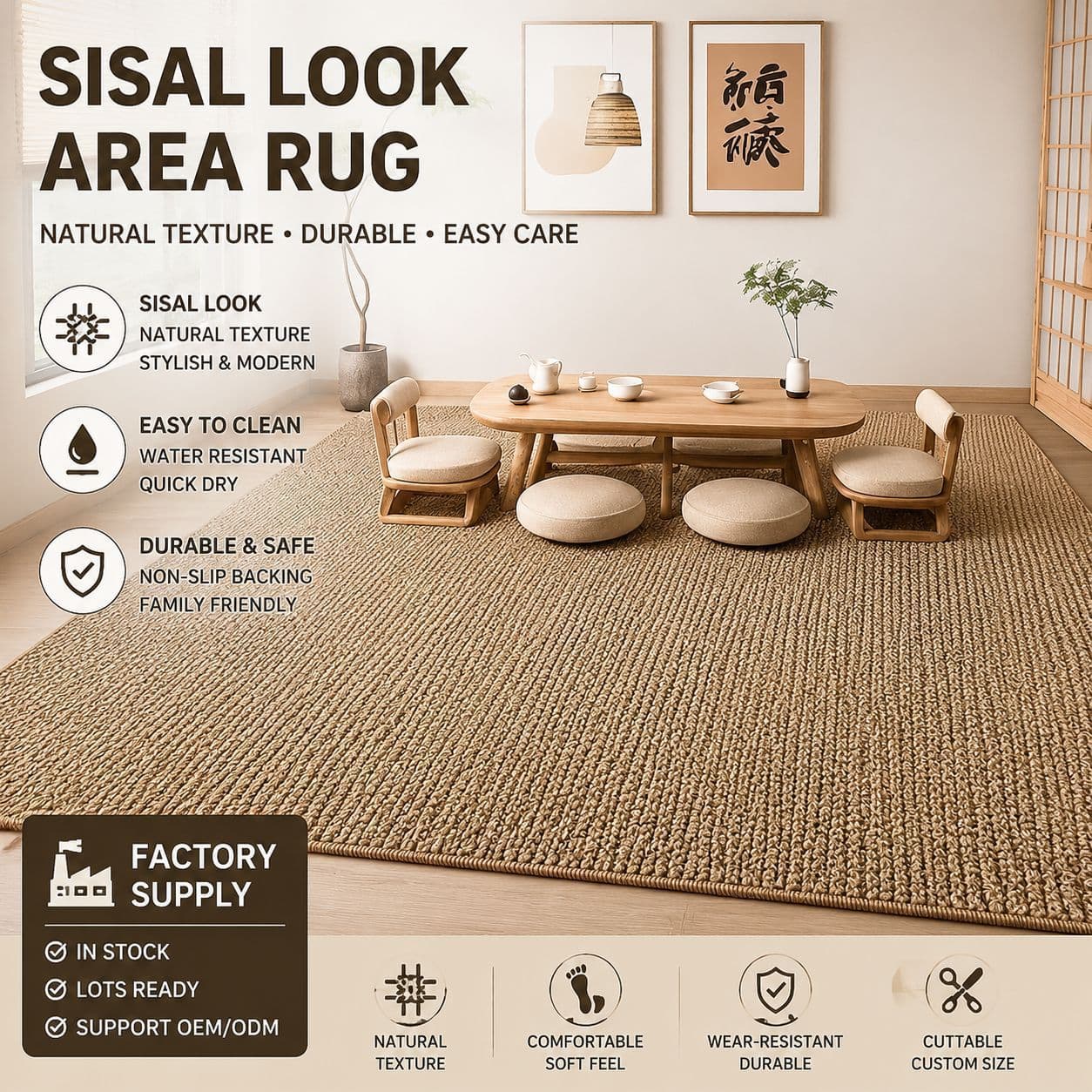 Living Room Carpet Stain-Resistant Easy-Clean, Non-Slip Bedside Rug for Bedroom, Modern Minimalist Home Floor Mat Dropshipping
