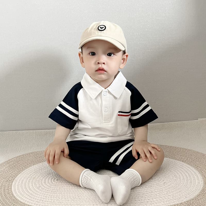Korean style baby boy summer suit, ultra-fashionable children's separates, casual short-sleeved two-piece set, thin baby clothes