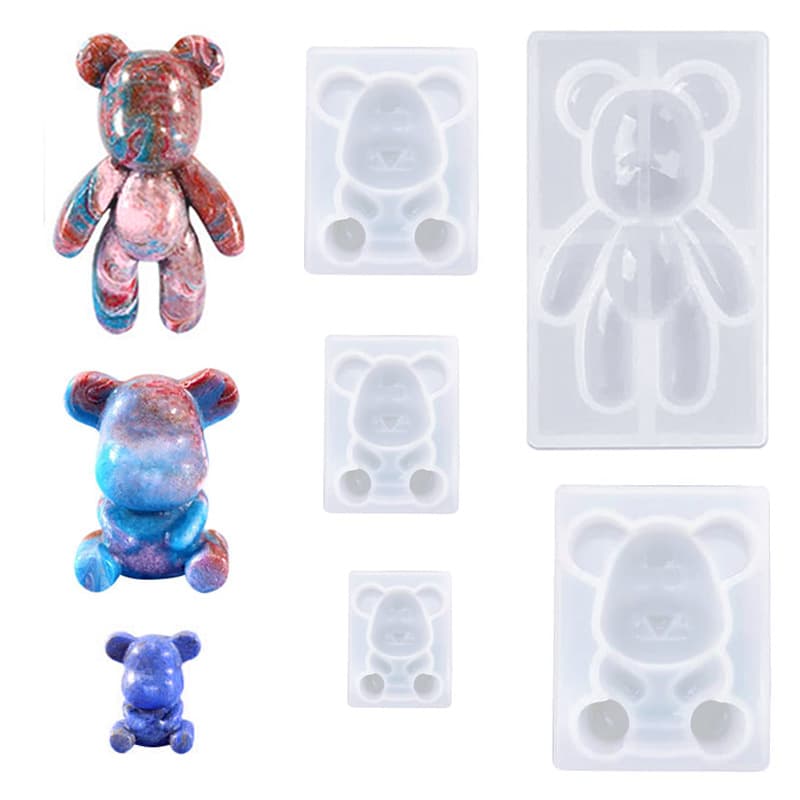 Crystal Resin Sitting Bear 3D Bear Silicone Mold DIY Accessories Bear Bear Big Violent Bear Pendant