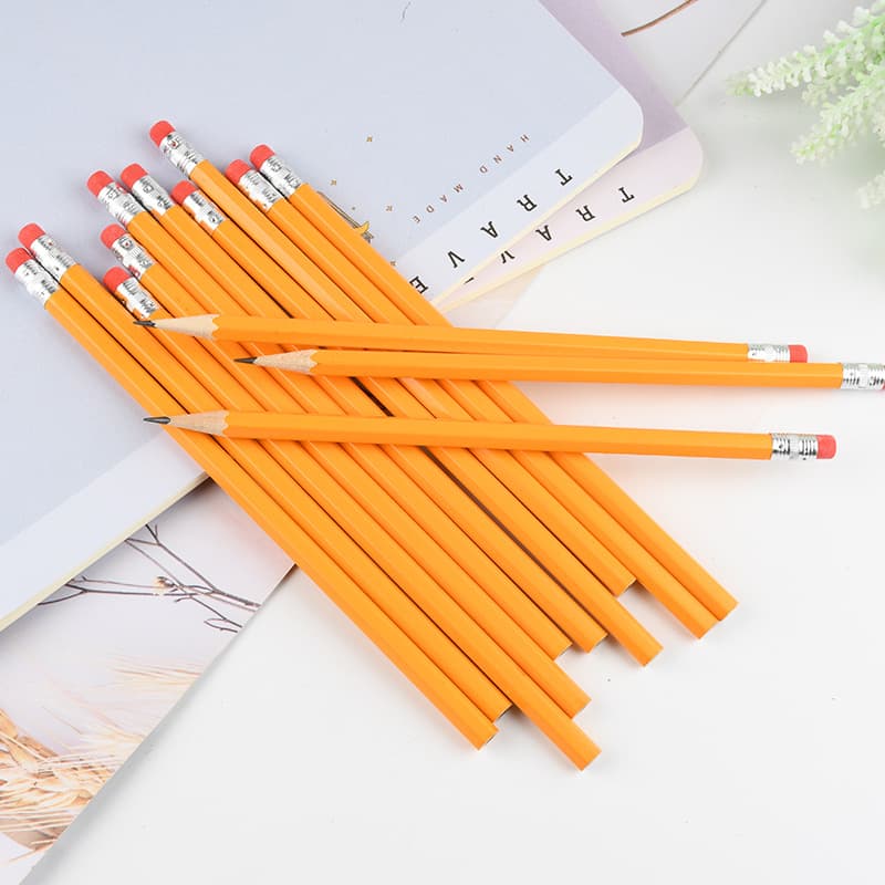 Blank Pencils Wholesale Cross-Border E-Commerce HB Pencils with Eraser Student Writing HB Pencils Special for Elementary School Students Oval Shape