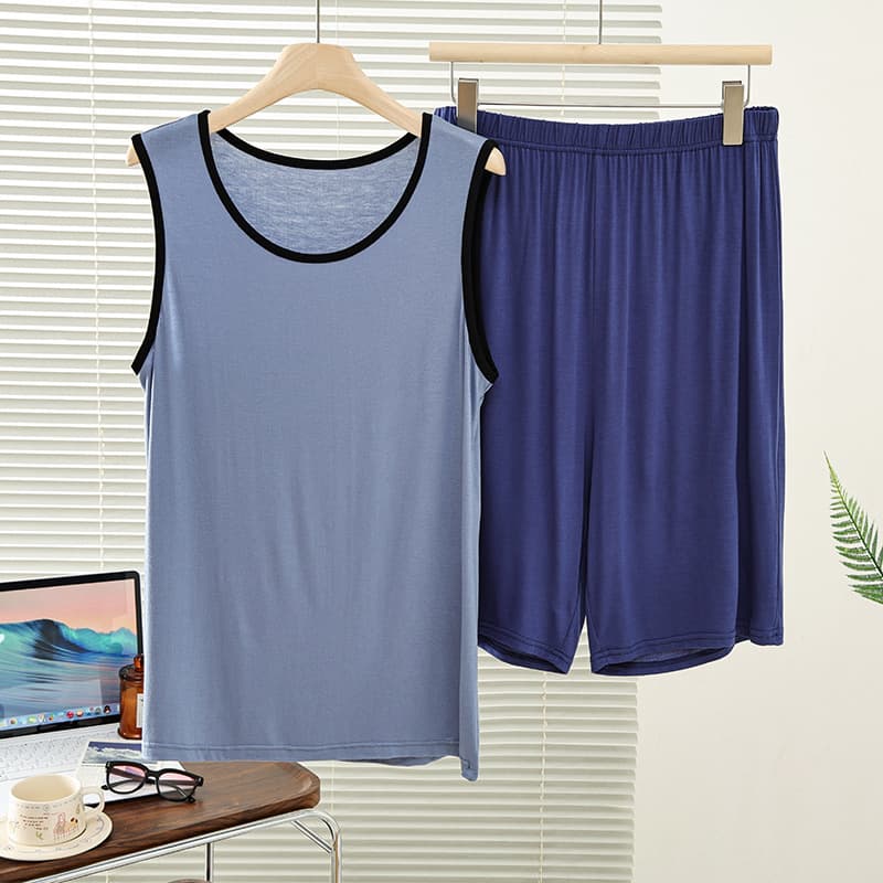 Loose Modal vest men's summer round neck sleeveless T-shirt shorts casual pajamas plus size sports home suit