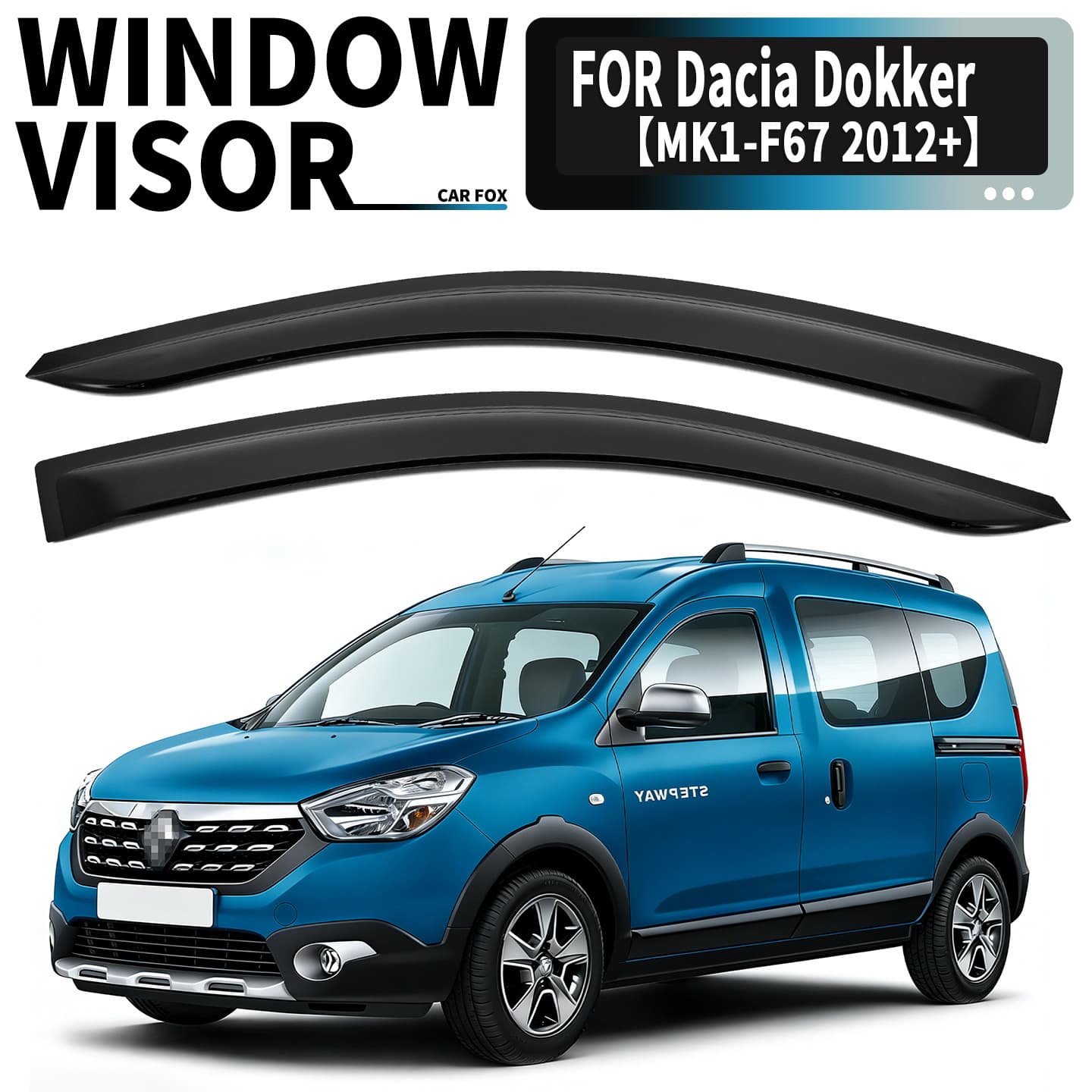 For Dacia Dokker Window Visor Rain Guard Sun Shade Spoiler