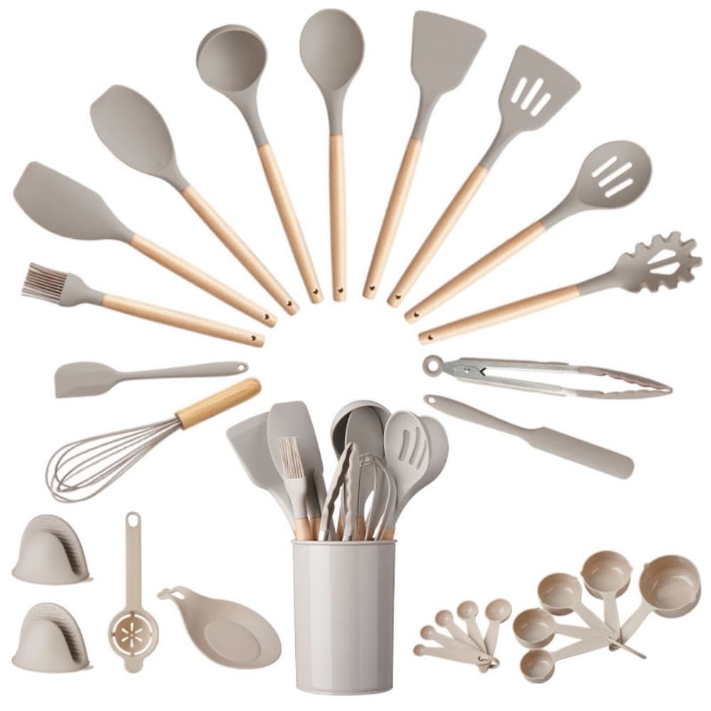 Cross-Border Stock 28-Piece Silicone Kitchen Utensil Cooking Set Non-Stick Kitchen Gadgets